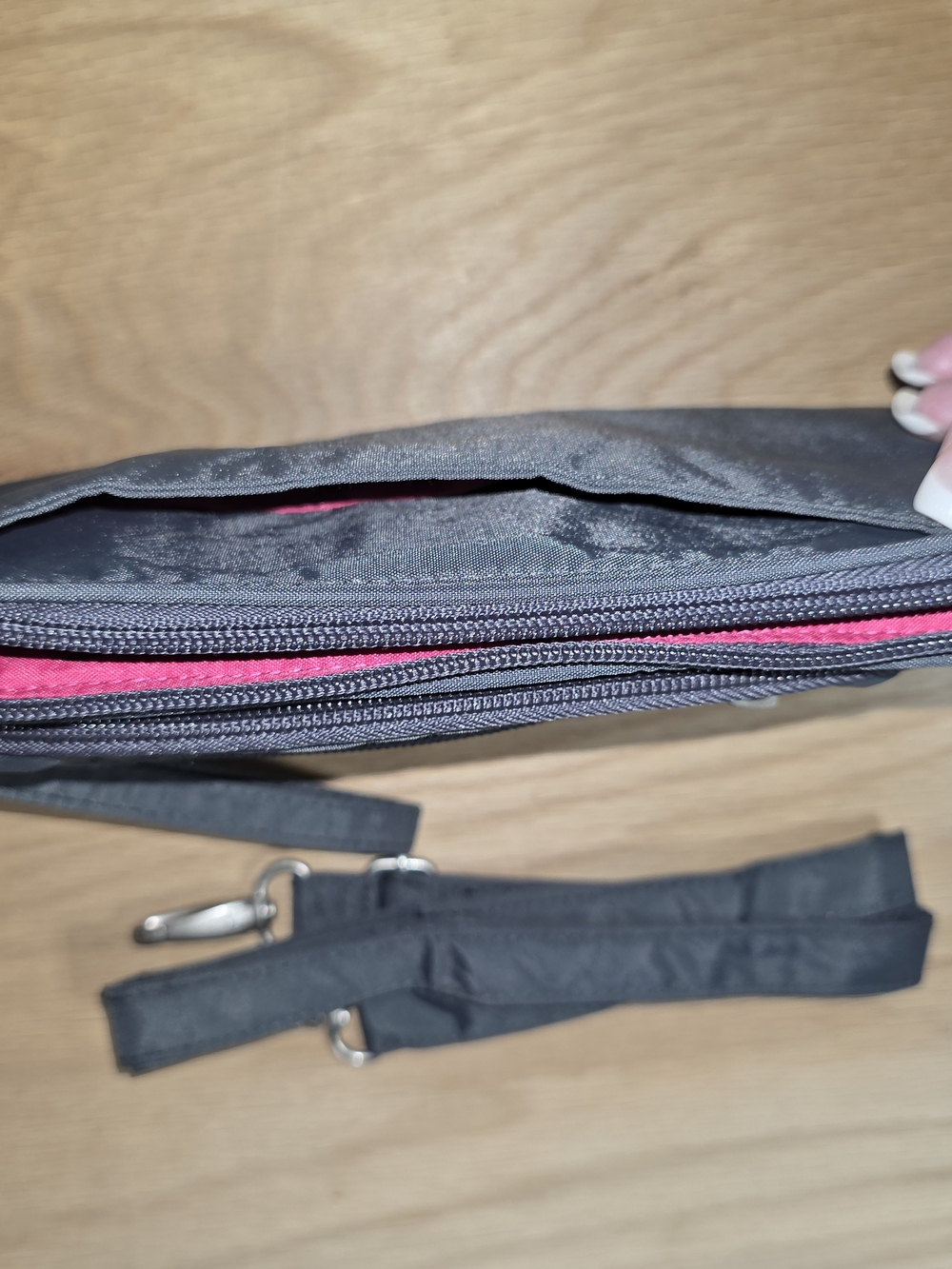 Baggallini Black Crossbody Belt Bag with Pink Accent - Picture 3 of 6